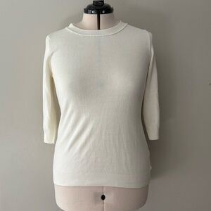 New York & Company Cream Lightweight Crewneck Sweater